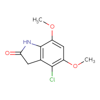 Chemical structure of 4-chloro-5,7-dimethoxy-2,3-dihydro-1H-indol-2-one - CSSB00012606047