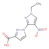 Chemical structure of 1'-ethyl-4'-nitro-1'H-[1,3'-bipyrazole]-3-carboxylic acid - CSSB00025719335