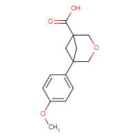 Chemical structure of 5-(4-methoxyphenyl)-3-oxabicyclo[3.1.1]heptane-1-carboxylic acid - CSSB14929131257