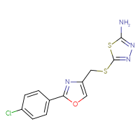 Chemical structure of 5-({[2-(4-chlorophenyl)-1,3-oxazol-4-yl]methyl}sulfanyl)-1,3,4-thiadiazol-2-amine - CSSB00020597331