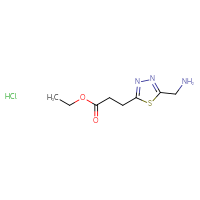 Chemical structure of ethyl 3-[5-(aminomethyl)-1,3,4-thiadiazol-2-yl]propanoate hydrochloride - CSSB00161115383