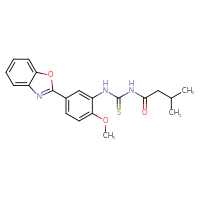 Chemical structure of 1-[5-(1,3-benzoxazol-2-yl)-2-methoxyphenyl]-3-(3-methylbutanoyl)thiourea - CSSB00121715142