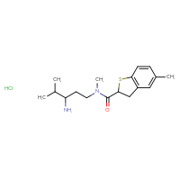 Chemical structure of N-(3-amino-4-methylpentyl)-N,5-dimethyl-2,3-dihydro-1-benzothiophene-2-carboxamide hydrochloride - CSSB02125400368