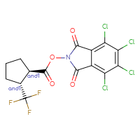 Chemical structure of rac-4,5,6,7-tetrachloro-1,3-dioxo-2,3-dihydro-1H-isoindol-2-yl (1R,2R)-2-(trifluoromethyl)cyclopentane-1-carboxylate - CSSB20270856205