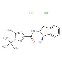 Chemical structure of N-[(1R,2R)-1-amino-2,3-dihydro-1H-inden-2-yl]-1-tert-butyl-5-methyl-1H-pyrazole-3-carboxamide dihydrochloride - CSSB00161159188