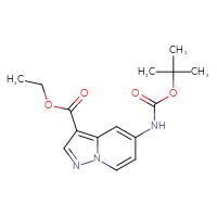 Chemical structure of ethyl 5-{[(tert-butoxy)carbonyl]amino}pyrazolo[1,5-a]pyridine-3-carboxylate - CSSB00010280843