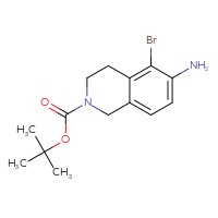 Chemical structure of tert-butyl 6-amino-5-bromo-1,2,3,4-tetrahydroisoquinoline-2-carboxylate - CSSB20680308619