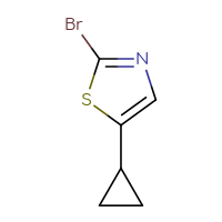 Chemical structure of 2-bromo-5-cyclopropyl-1,3-thiazole - CSSB00010255805