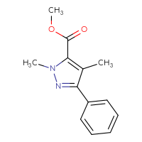 Chemical structure of methyl 1,4-dimethyl-3-phenyl-1H-pyrazole-5-carboxylate - CSSB01392470506
