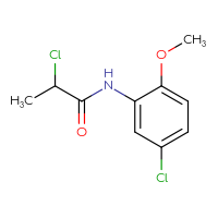 Chemical structure of 2-chloro-N-(5-chloro-2-methoxyphenyl)propanamide - CSSB00000183844