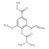 Chemical structure of methyl 4-[(dimethylcarbamoyl)oxy]-3-methoxy-5-(prop-2-en-1-yl)benzoate - CSSB21432543686