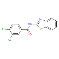 Chemical structure of N-(1,3-benzothiazol-2-yl)-3,4-dichlorobenzamide - CSSB00104928703