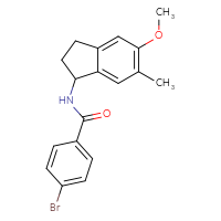 Chemical structure of 4-bromo-N-(5-methoxy-6-methyl-2,3-dihydro-1H-inden-1-yl)benzamide - CSSB21432559580