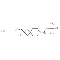Chemical structure of tert-butyl 2-(aminomethyl)-2-fluoro-7-azaspiro[3.5]nonane-7-carboxylate hydrochloride - CSSB20465145436