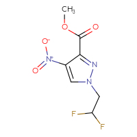 Chemical structure of methyl 1-(2,2-difluoroethyl)-4-nitro-1H-pyrazole-3-carboxylate - CSSB00025724292