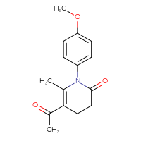 Chemical structure of 5-acetyl-1-(4-methoxyphenyl)-6-methyl-1,2,3,4-tetrahydropyridin-2-one - CSSB00121615105