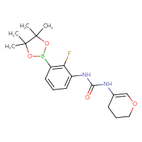 Chemical structure of 1-(3,4-dihydro-2H-pyran-5-yl)-3-[2-fluoro-3-(4,4,5,5-tetramethyl-1,3,2-dioxaborolan-2-yl)phenyl]urea - CSSB21246320636
