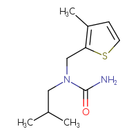 Chemical structure of 1-(2-methylpropyl)-1-[(3-methylthiophen-2-yl)methyl]urea - CSSB02339961273