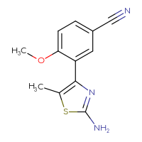 Chemical structure of 3-(2-amino-5-methyl-1,3-thiazol-4-yl)-4-methoxybenzonitrile - CSSB06766006852