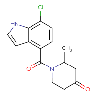 Chemical structure of 1-(7-chloro-1H-indole-4-carbonyl)-2-methylpiperidin-4-one - CSSB21531601910