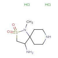 Chemical structure of 4-amino-1-methyl-2λ⁶-thia-1,8-diazaspiro[4.5]decane-2,2-dione dihydrochloride - CSSB20963524442