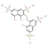 Chemical structure of tetrasodium 4,5-dihydroxy-3-[(1E)-2-(8-hydroxy-3,6-disulfonatonaphthalen-1-yl)diazen-1-yl]naphthalene-2,7-disulfonate - CSSB00132304340