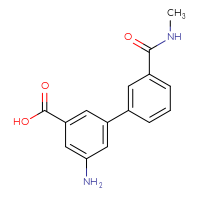 Chemical structure of 5-amino-3'-(methylcarbamoyl)-[1,1'-biphenyl]-3-carboxylic acid - CSSB00150700938