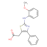 Chemical structure of 2-{2-[(2-methoxyphenyl)amino]-4-phenyl-1,3-thiazol-5-yl}acetic acid - CSSB00000737913
