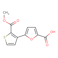 Chemical structure of 5-[2-(methoxycarbonyl)thiophen-3-yl]furan-2-carboxylic acid - CSSB00025732833