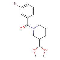 Chemical structure of 1-(3-bromobenzoyl)-3-(1,3-dioxolan-2-yl)piperidine - CSSB00127533005