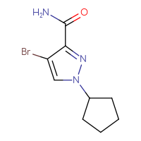 Chemical structure of 4-bromo-1-cyclopentyl-1H-pyrazole-3-carboxamide - CSSB21043414664