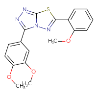 Chemical structure of 3-(3,4-dimethoxyphenyl)-6-(2-methoxyphenyl)-[1,2,4]triazolo[3,4-b][1,3,4]thiadiazole - CSSB00121637250