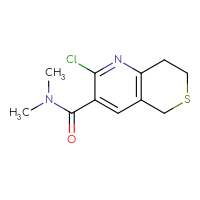 Chemical structure of 2-chloro-N,N-dimethyl-5H,7H,8H-thiopyrano[4,3-b]pyridine-3-carboxamide - CSSB01150688142