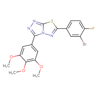 Chemical structure of 6-(3-bromo-4-fluorophenyl)-3-(3,4,5-trimethoxyphenyl)-[1,2,4]triazolo[3,4-b][1,3,4]thiadiazole - CSSB00121603866