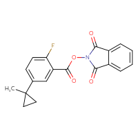 Chemical structure of 1,3-dioxo-2,3-dihydro-1H-isoindol-2-yl 2-fluoro-5-(1-methylcyclopropyl)benzoate - CSSB06262872839