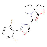 Chemical structure of 1-{[2-(2,6-difluorophenyl)-1,3-oxazol-4-yl]methyl}-7-oxa-1-azaspiro[4.4]nonan-6-one - CSSS00138481593
