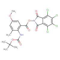 Chemical structure of 4,5,6,7-tetrachloro-1,3-dioxo-2,3-dihydro-1H-isoindol-2-yl 2-{[(tert-butoxy)carbonyl]amino}-5-methoxy-3-methylbenzoate - CSSB20271388029