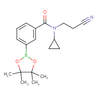 Chemical structure of N-(2-cyanoethyl)-N-cyclopropyl-3-(4,4,5,5-tetramethyl-1,3,2-dioxaborolan-2-yl)benzamide - CSSB02229494027