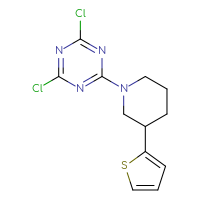 Chemical structure of 2,4-dichloro-6-[3-(thiophen-2-yl)piperidin-1-yl]-1,3,5-triazine - CSSB06365070546