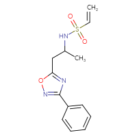 Chemical structure of N-[1-(3-phenyl-1,2,4-oxadiazol-5-yl)propan-2-yl]ethene-1-sulfonamide - CSSB21332167021