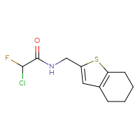 Chemical structure of 2-chloro-2-fluoro-N-[(4,5,6,7-tetrahydro-1-benzothiophen-2-yl)methyl]acetamide - CSSB21332123381