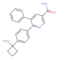 Chemical structure of 6-[4-(1-aminocyclobutyl)phenyl]-5-phenylpyridine-3-carboxamide - CSSB00025701775