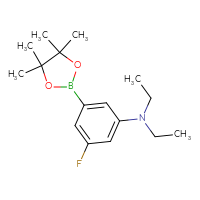 Chemical structure of N,N-diethyl-3-fluoro-5-(4,4,5,5-tetramethyl-1,3,2-dioxaborolan-2-yl)aniline - CSSB00011099946