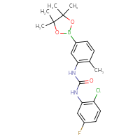 Chemical structure of 1-(2-chloro-5-fluorophenyl)-3-[2-methyl-5-(4,4,5,5-tetramethyl-1,3,2-dioxaborolan-2-yl)phenyl]urea - CSSB21332090104