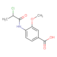 Chemical structure of 4-(2-chloropropanamido)-3-methoxybenzoic acid - CSSB21531598524