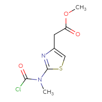Chemical structure of methyl 2-{2-[(chlorocarbonyl)(methyl)amino]-1,3-thiazol-4-yl}acetate - CSSB14992070077