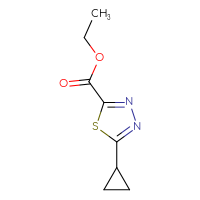 Chemical structure of ethyl 5-cyclopropyl-1,3,4-thiadiazole-2-carboxylate - CSSB00009990076