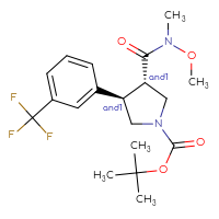 Chemical structure of rac-tert-butyl (3R,4S)-3-[methoxy(methyl)carbamoyl]-4-[3-(trifluoromethyl)phenyl]pyrrolidine-1-carboxylate - CSSB21291563323