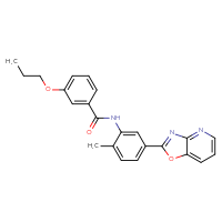 Chemical structure of N-(2-methyl-5-{[1,3]oxazolo[4,5-b]pyridin-2-yl}phenyl)-3-propoxybenzamide - CSSB00121716390