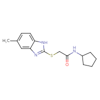 Chemical structure of N-cyclopentyl-2-[(5-methyl-1H-1,3-benzodiazol-2-yl)sulfanyl]acetamide - CSSB00027913727